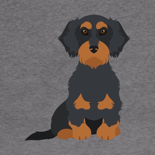 Wired Black Tan Sitting Dachshund by JunkyDotCom